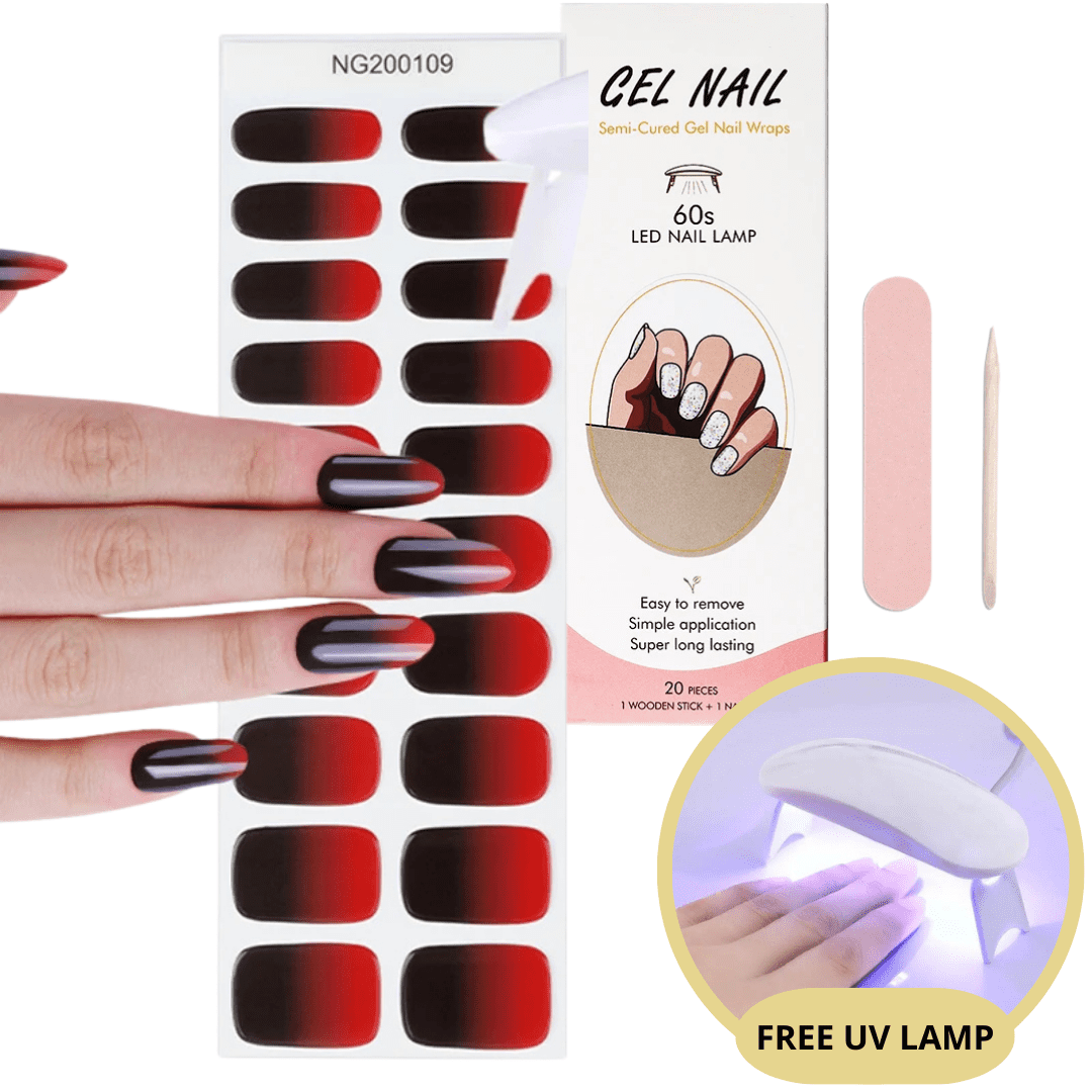Gel Nail Sticker Kit - Free UV Lamp - Perfect Nails in Minutes