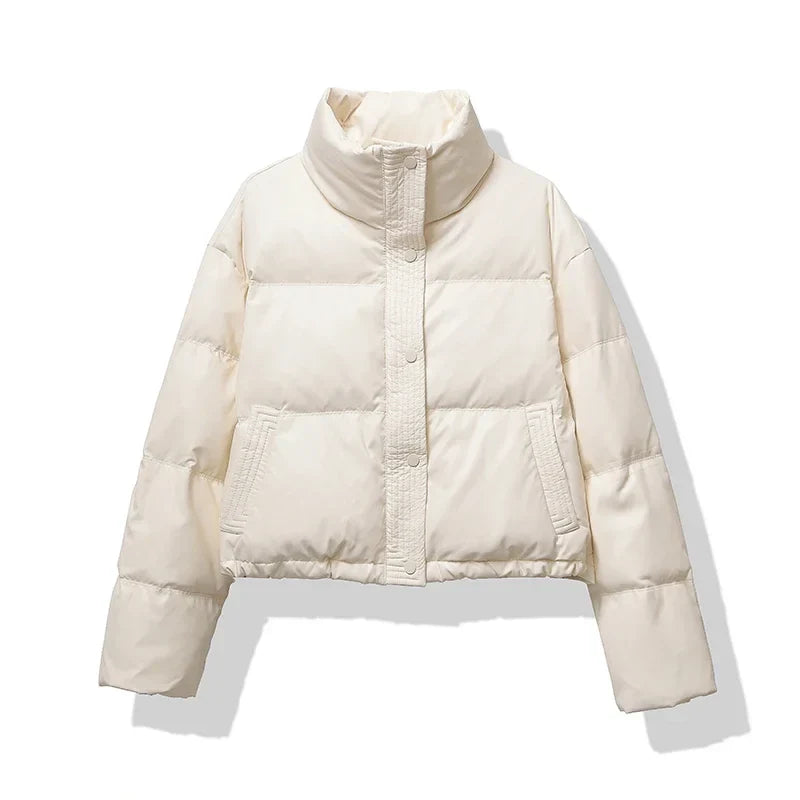 Women Thickened Mock Neck Cotton-padded Jacket
