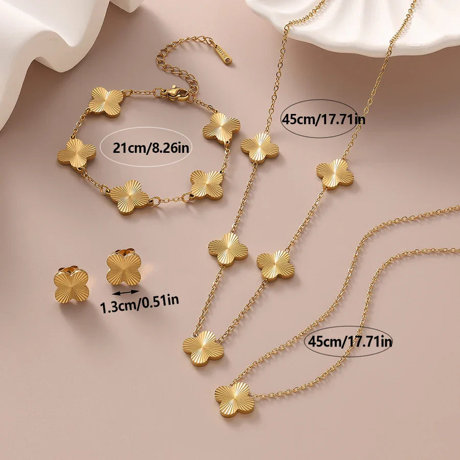 Chic Stainless Steel Clover Jewelry Set