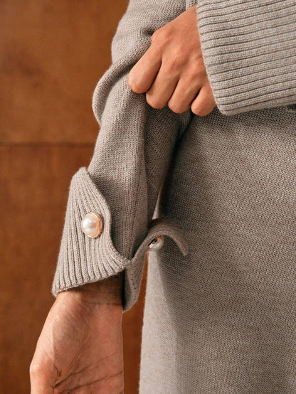 Premium Knitted Two-Piece Set – High Neck Sweater & Wide-Leg Trousers