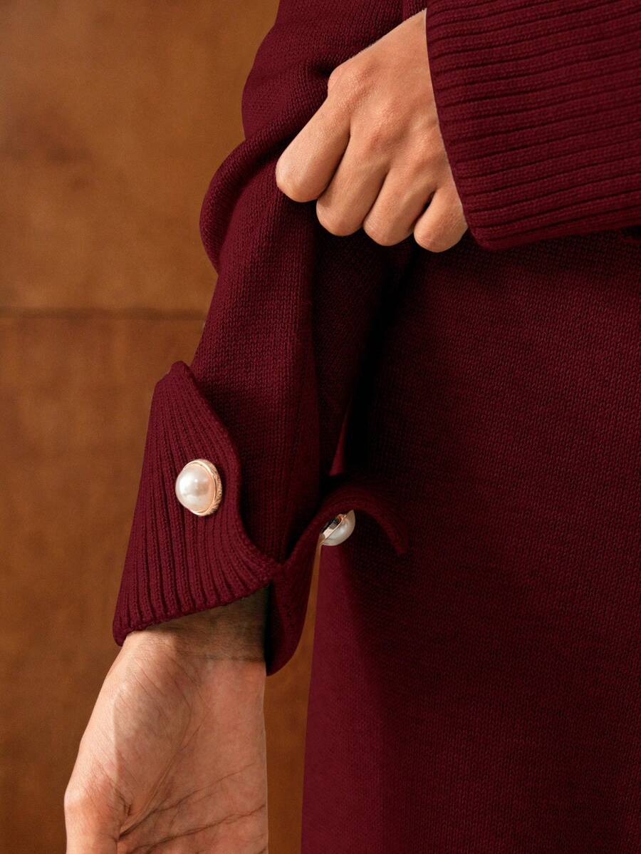 Premium Knitted Two-Piece Set – High Neck Sweater & Wide-Leg Trousers