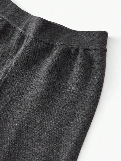 Premium Knitted Two-Piece Set – High Neck Sweater & Wide-Leg Trousers