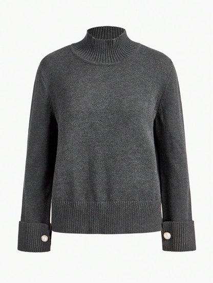 Premium Knitted Two-Piece Set – High Neck Sweater & Wide-Leg Trousers