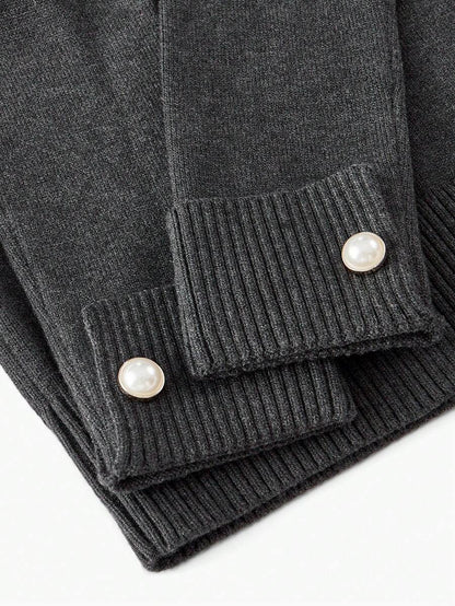 Premium Knitted Two-Piece Set – High Neck Sweater & Wide-Leg Trousers