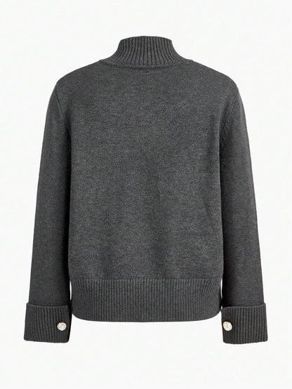 Premium Knitted Two-Piece Set – High Neck Sweater & Wide-Leg Trousers