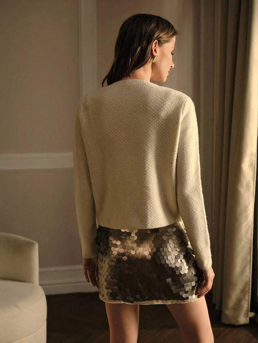 Premium Embroidered and Button Cardigan – Soft Apricot Knit Edition