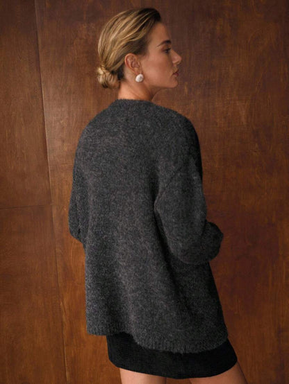 Premium Wool Knit Set – Halter Top & Oversized Cardigan in Grey