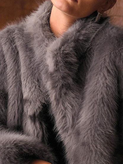 Faux Fur Woman Coat – Elegant Grey Edition