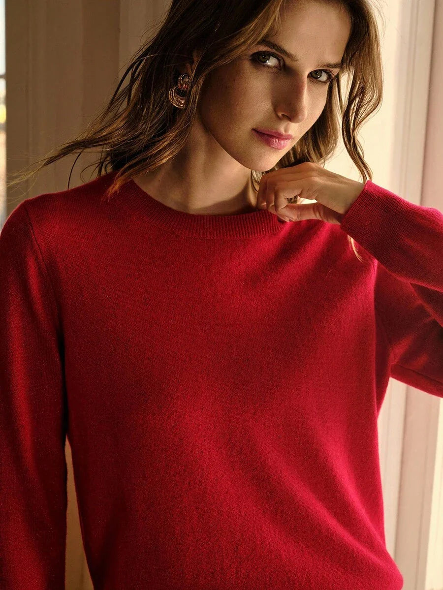 Premium Wool Blend Crew Neck Sweater – Versatile Red Edition