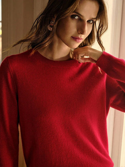 Premium Wool Blend Crew Neck Sweater – Versatile Red Edition