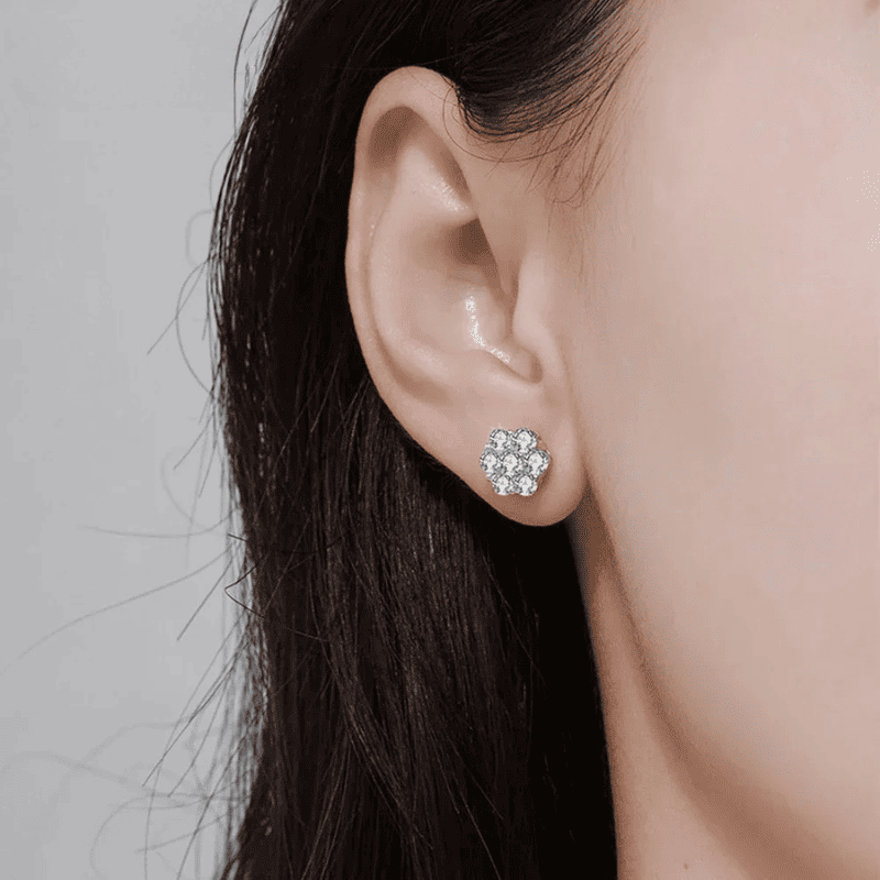 Exquisite Moissanite Flower Stud Earrings - Luxury Shine