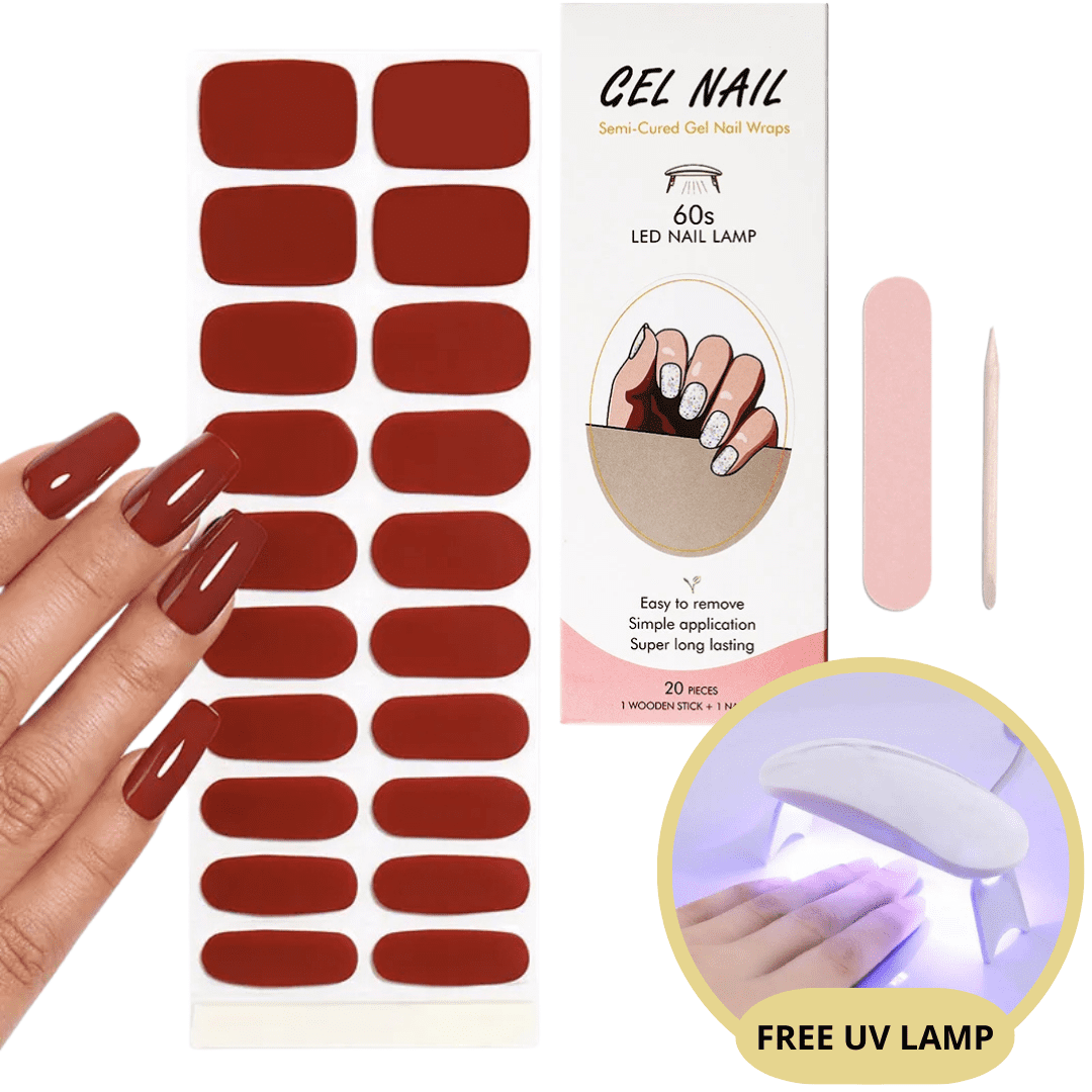 Gel Nail Sticker Kit - Free UV Lamp - Perfect Nails in Minutes