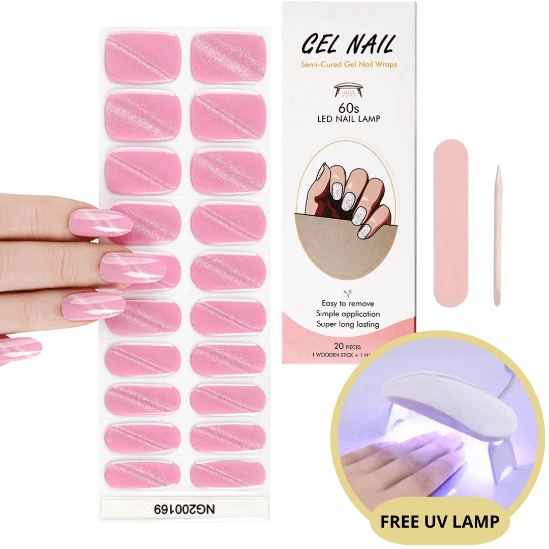 Gel Nail Sticker Kit - Free UV Lamp - Perfect Nails in Minutes