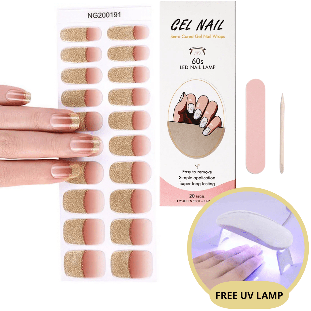 Gel Nail Sticker Kit - Free UV Lamp - Perfect Nails in Minutes
