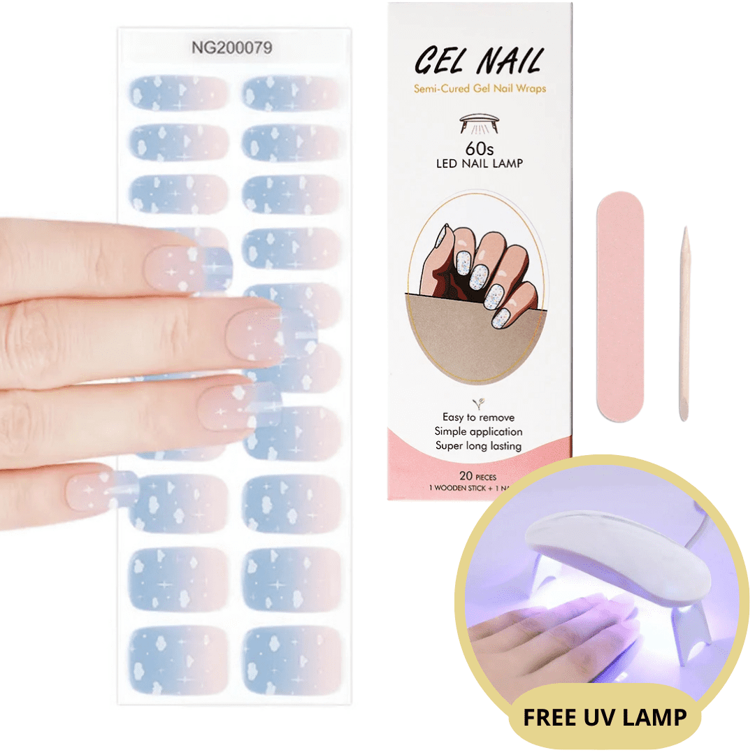 Gel Nail Sticker Kit - Free UV Lamp - Perfect Nails in Minutes
