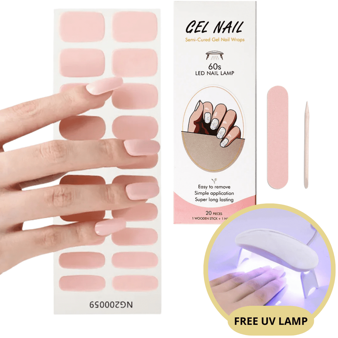 Gel Nail Sticker Kit - Free UV Lamp - Perfect Nails in Minutes