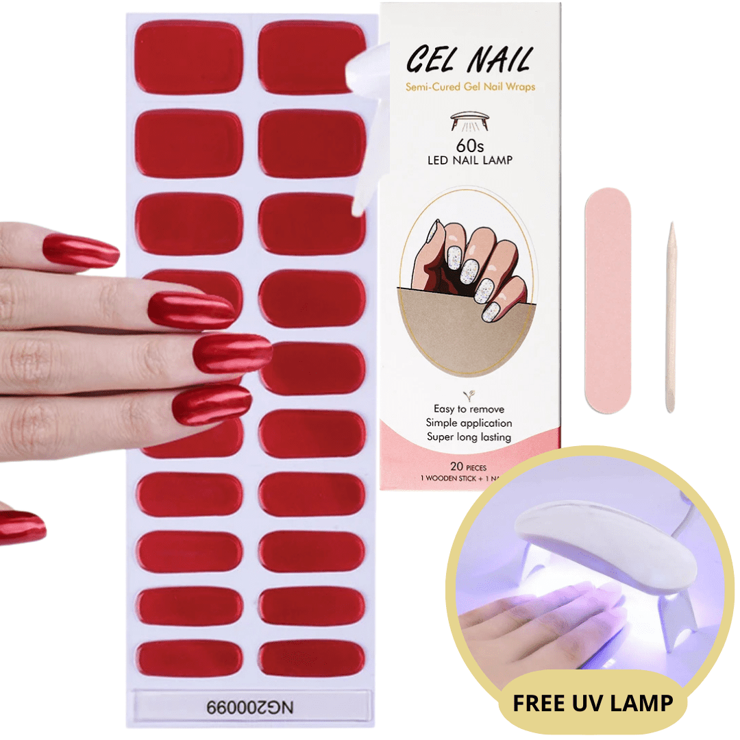 Gel Nail Sticker Kit - Free UV Lamp - Perfect Nails in Minutes
