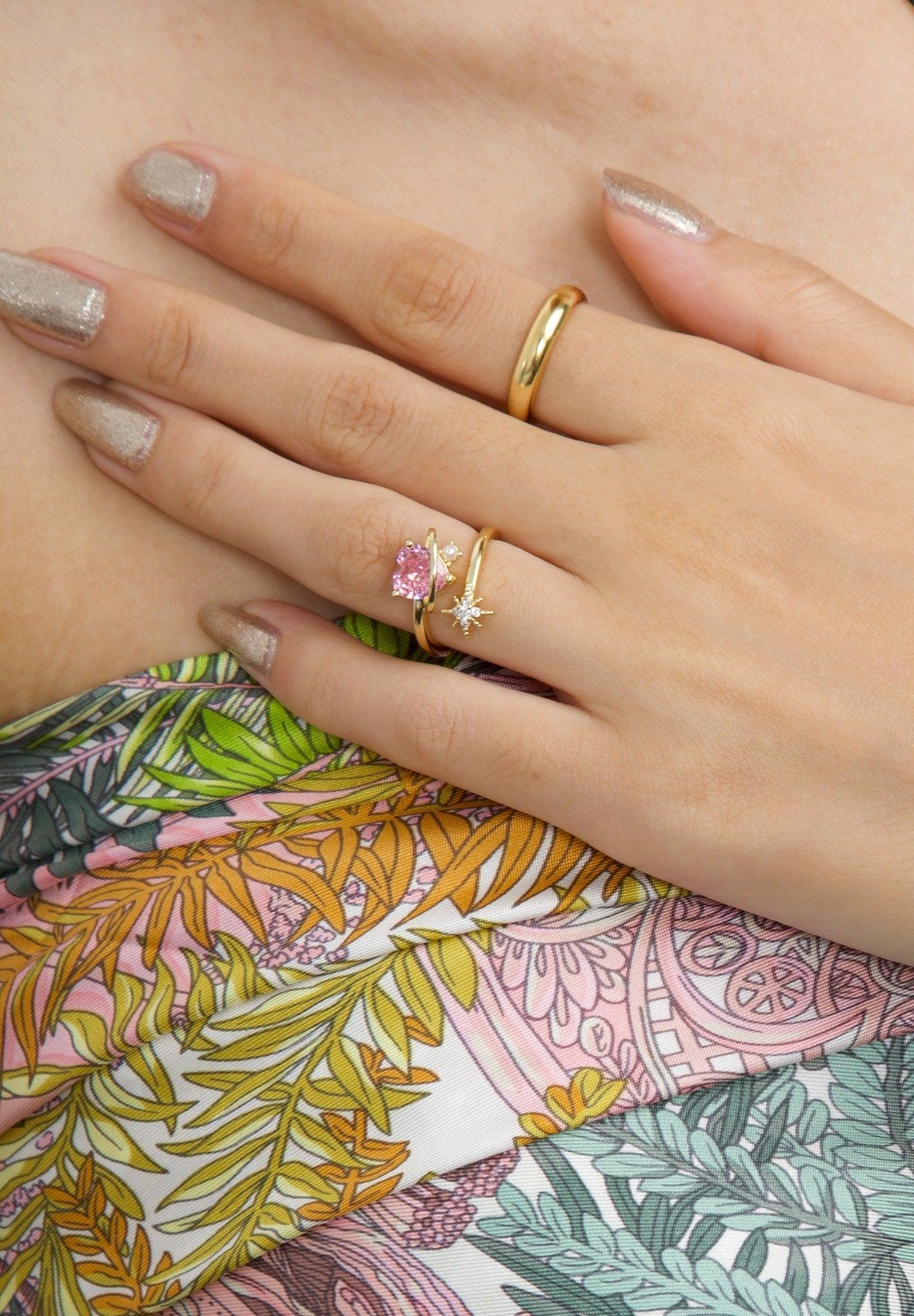 Heart and Star Stone Ring