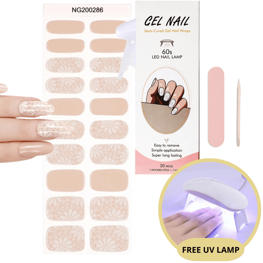 Gel Nail Sticker Kit - Free UV Lamp - Perfect Nails in Minutes