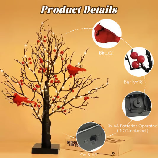 🐦Vintage Glowing Tree with Cardinals (Cópia)