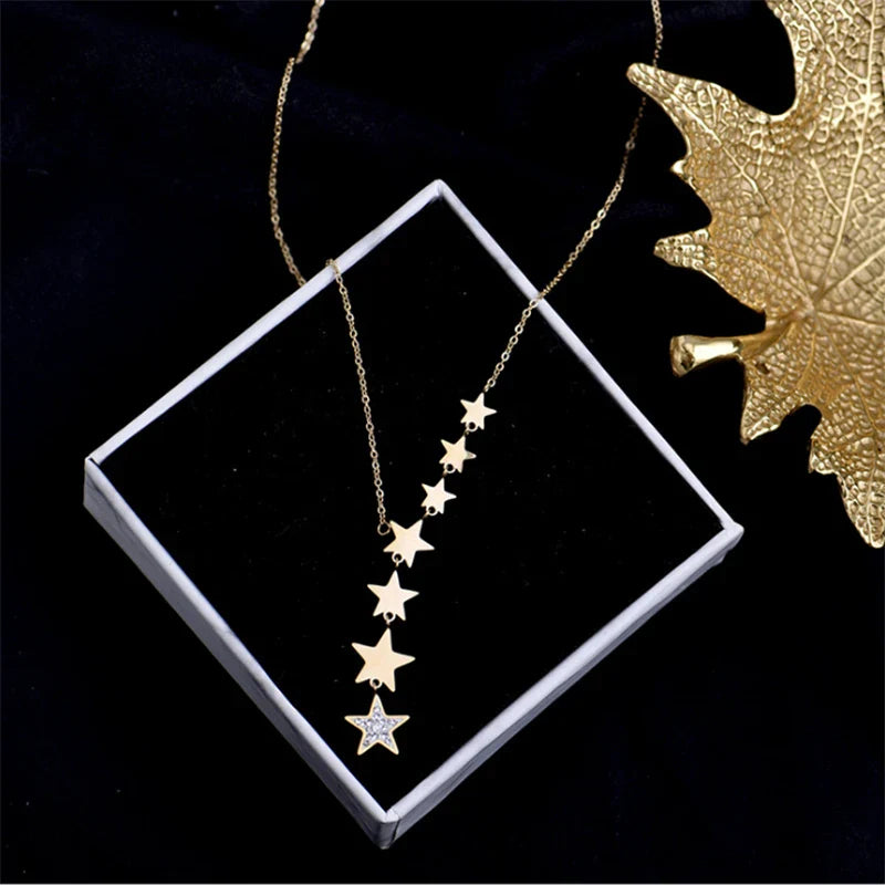 Radiant Starry Zircon Stainless Steel Choker Necklace