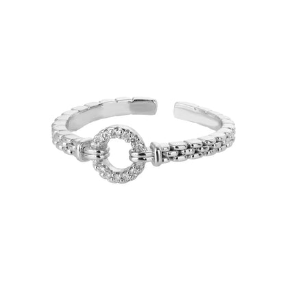 Elegant Zircon Chain Adjustable Stainless Steel Ring