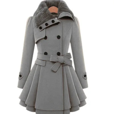 Women's Elegant Winter Wool Trench Coat