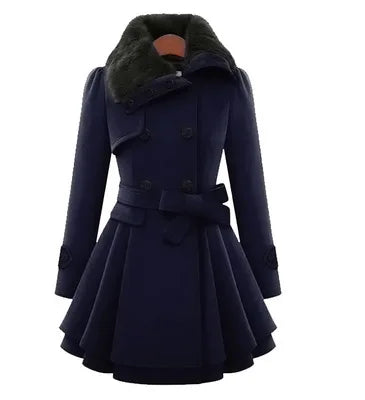 Women's Elegant Winter Wool Trench Coat