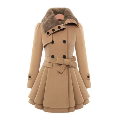 Women's Elegant Winter Wool Trench Coat