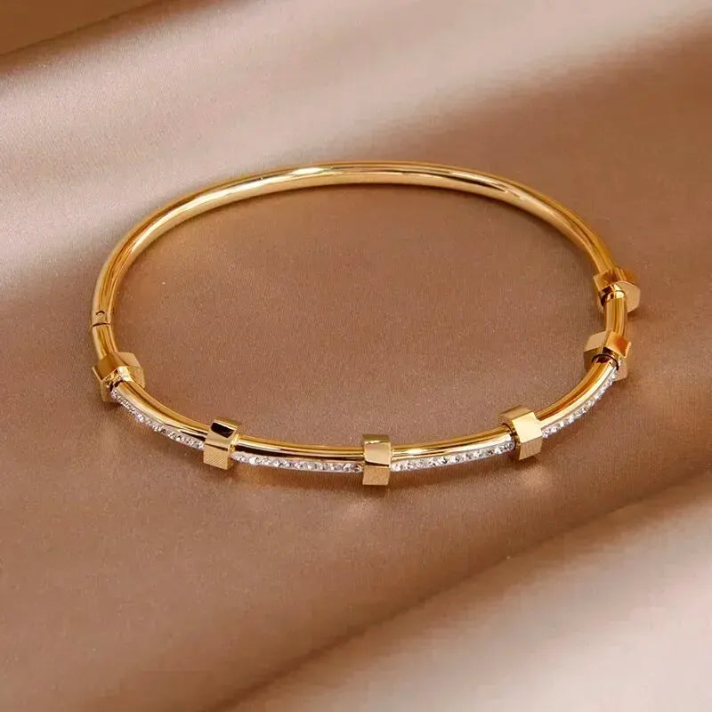 Elegant Cubic Zirconia Bangles for Women in Gold and Silver