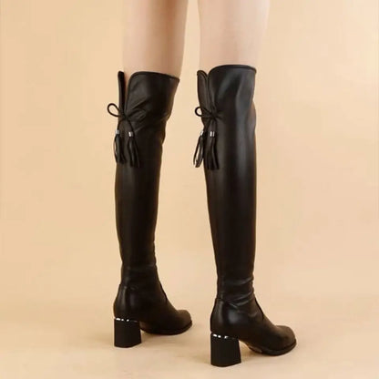 Over The Knee Boots - Ladies Plush Long Boot