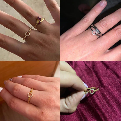 Elegant Zircon Chain Adjustable Stainless Steel Ring