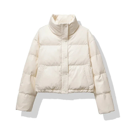 Women Thickened Mock Neck Cotton-padded Jacket