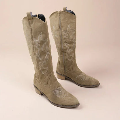 Elegant Embroidered Western Cowboy Boots for Women