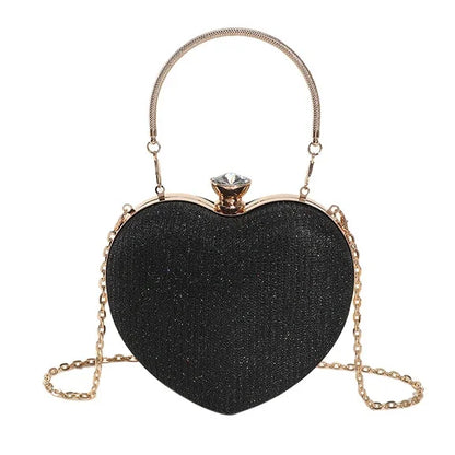 Shiny Handbag Heart Shape Metal