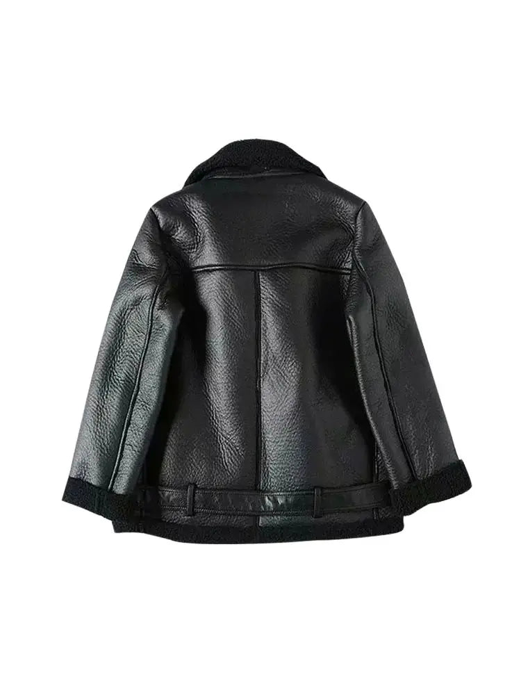 Women's Thick Warm Winter Faux Leather Oversized Jacket