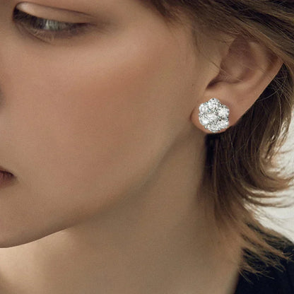 Exquisite Moissanite Flower Stud Earrings - Luxury Shine