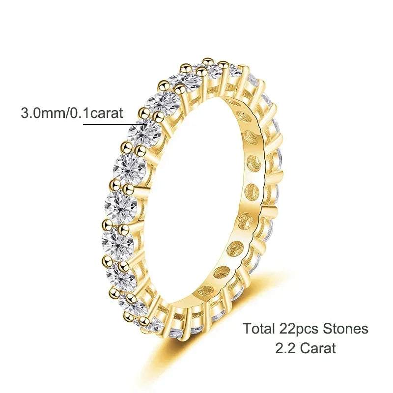 Exquisite 2.2 CT Moissanite Eternity Ring in 18k Gold Plated