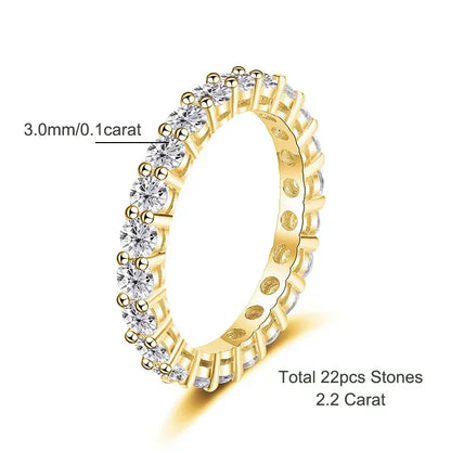 Exquisite 2.2 CT Moissanite Eternity Ring in 18k Gold Plated