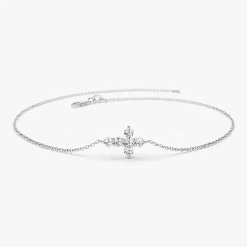 Exquisite 925 Sterling Silver Moissanite Cross Bracelet
