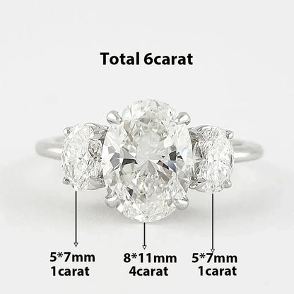 Luminous Elegance: 6ct Moissanite Diamond Ring in 18k Gold