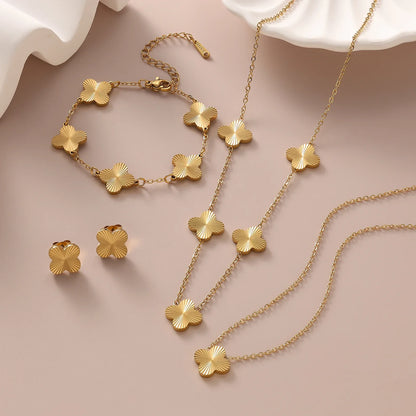 Chic Stainless Steel Clover Jewelry Set