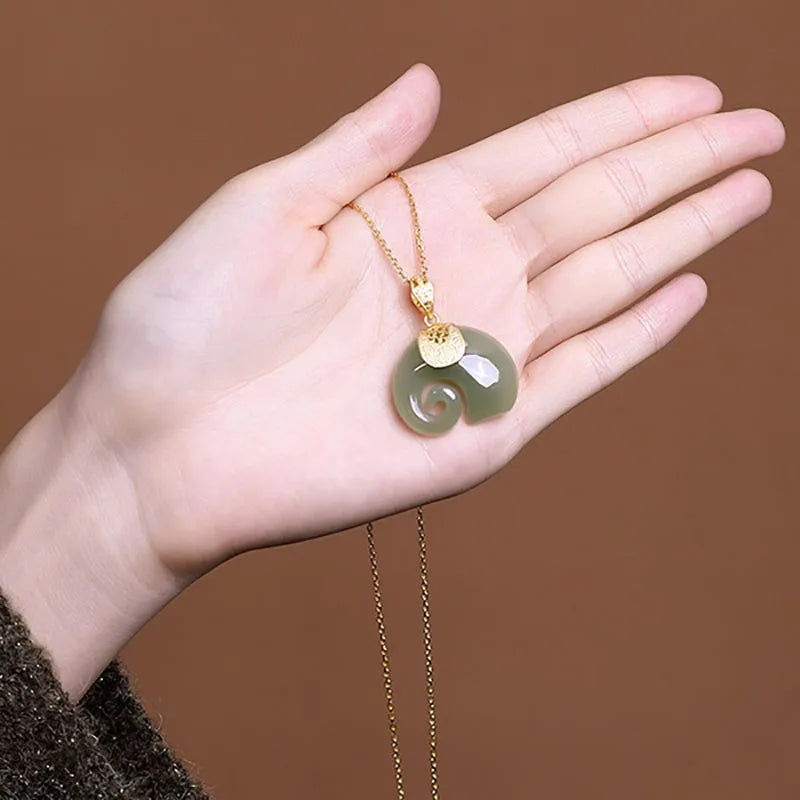 Elegant Hetian Jade Elephant Pendant Necklace for Women