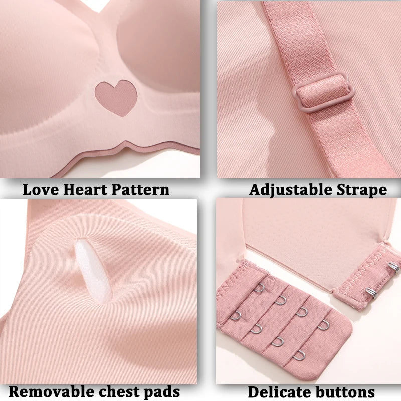 Seamless Push Up Bras with Heart Pattern for Women
