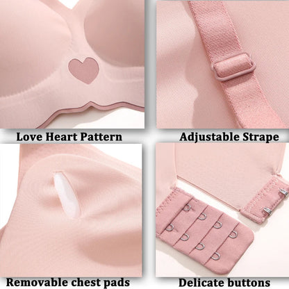 Seamless Push Up Bras with Heart Pattern for Women