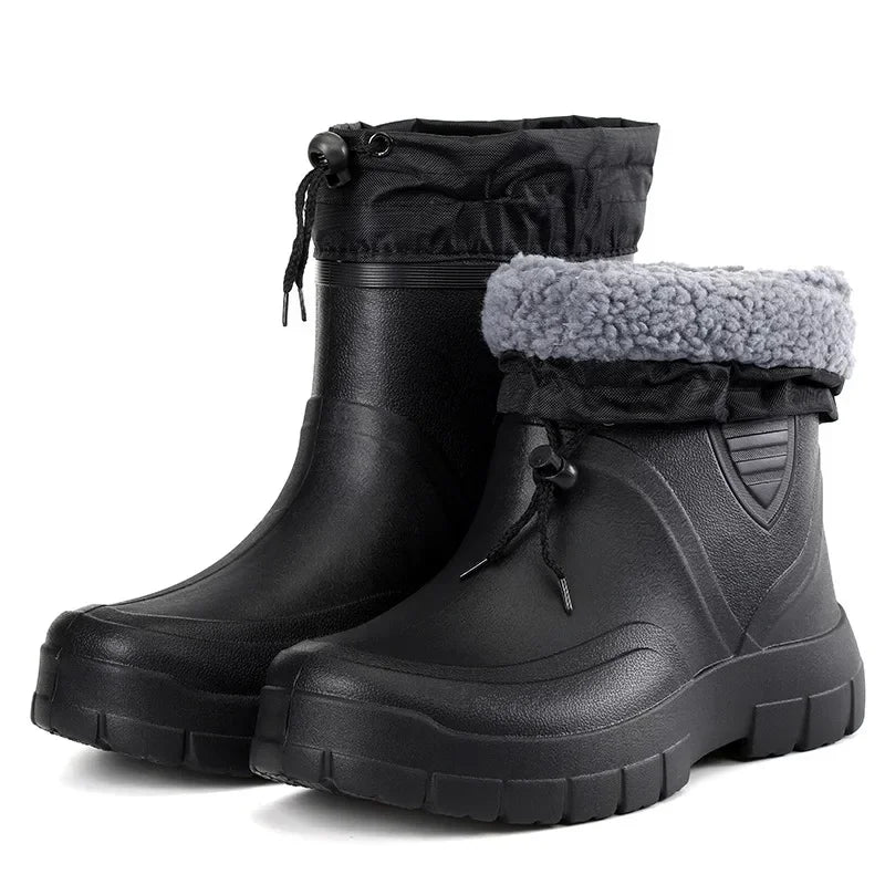 Winter Windproof Cotton Rain Boots Fashion Black