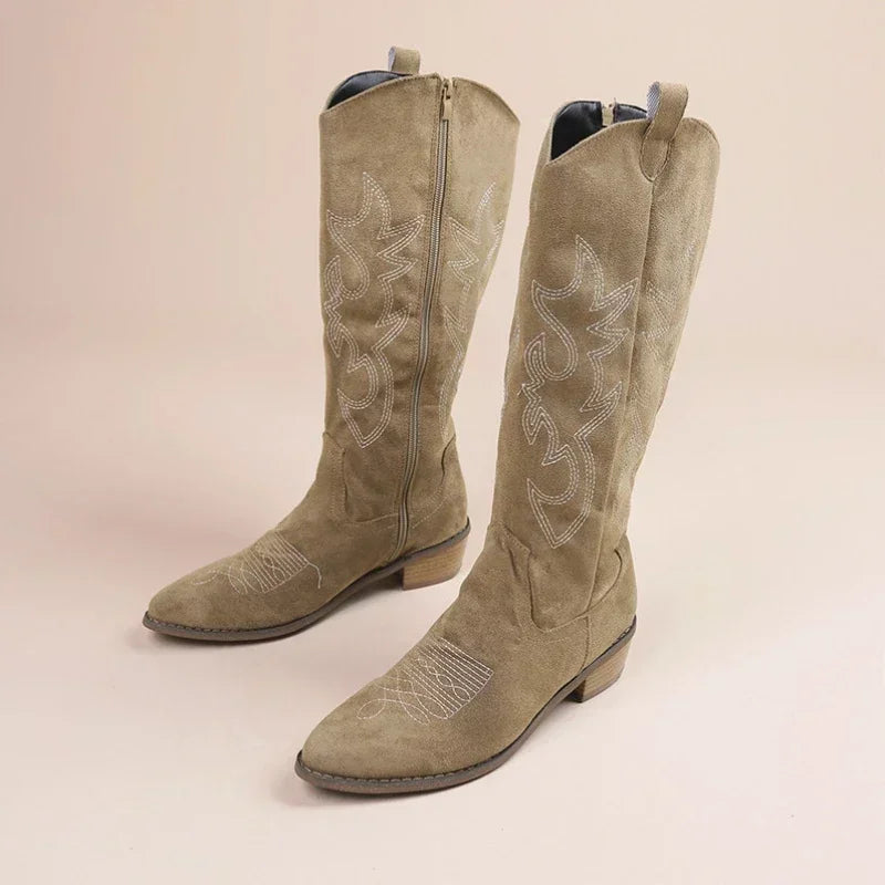 Elegant Embroidered Western Cowboy Boots for Women