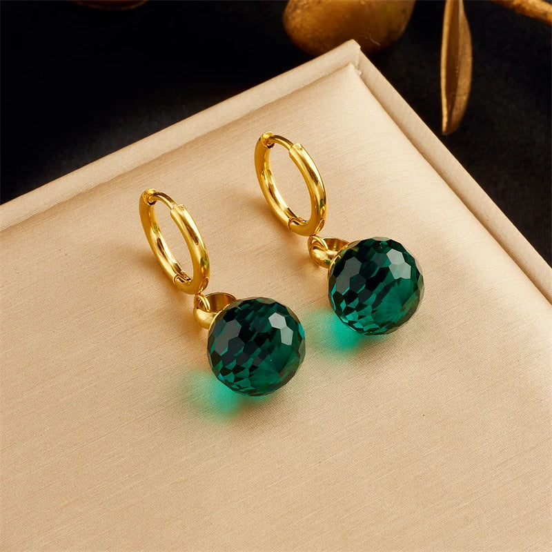 Stainless Steel Geometric Crystal Earrings