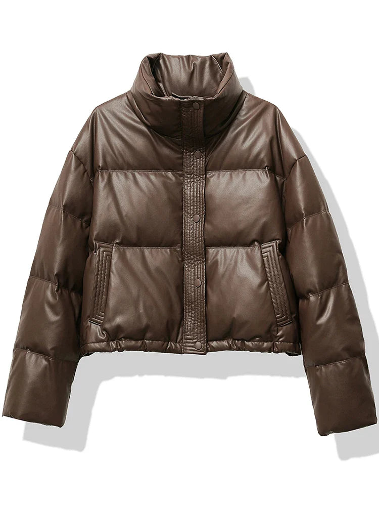 Women Thickened Mock Neck Cotton-padded Jacket