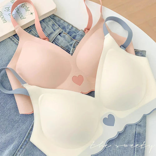 Seamless Push Up Bras with Heart Pattern for Women